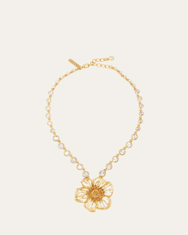Crystal Necklace with Large Poppy Pendant